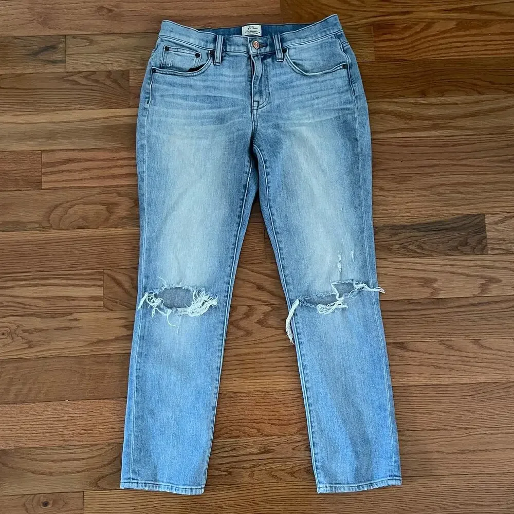 J. Crew Slim Boyfriend Jean Womens 26 Cedar Wash Blue Straight Leg Denim H6411